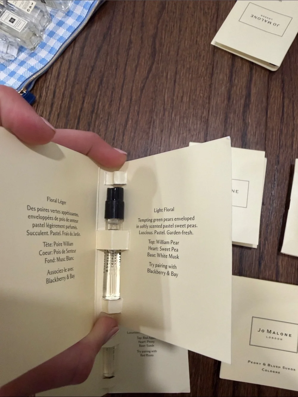 Jo Malone Sample Set - includes 5- English Pear/Sweet Pea, Peony/Blush Suede